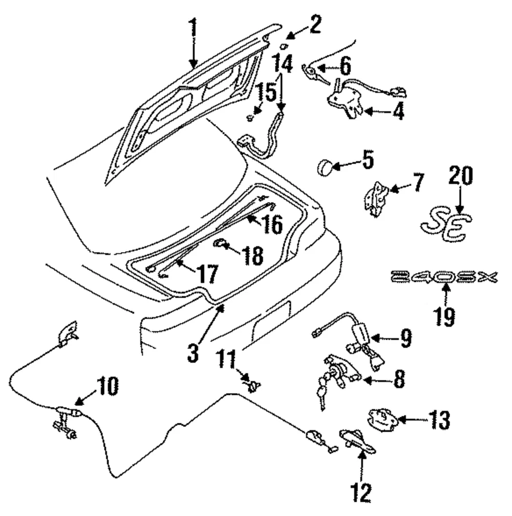 Bumper Rubber, Tail Gate Bumper Trunk Lid Protector Hood - Nissan (01658-00881)