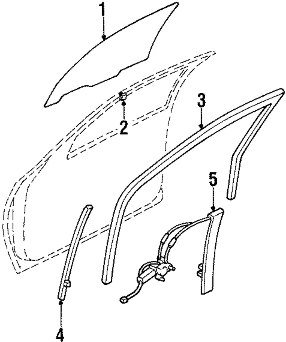 Door Glass - Passenger Side (RH) - Kia (0K019-58511B)