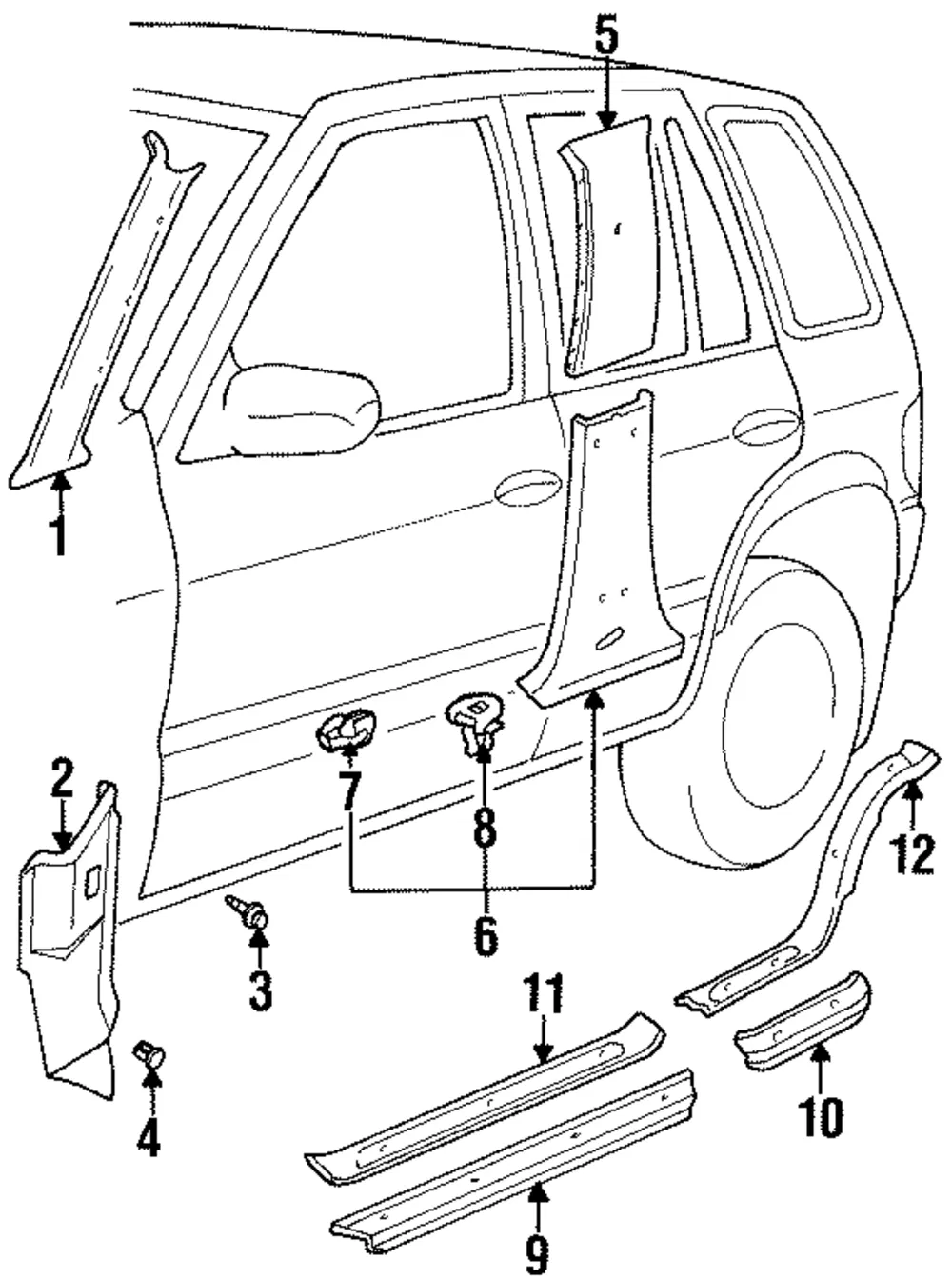 Center Pillar Trim - Kia (0K019-68221H96)