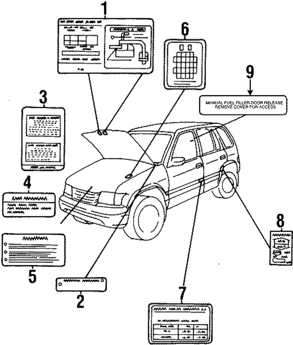 Emission Label - Kia (0K08F-69A03)