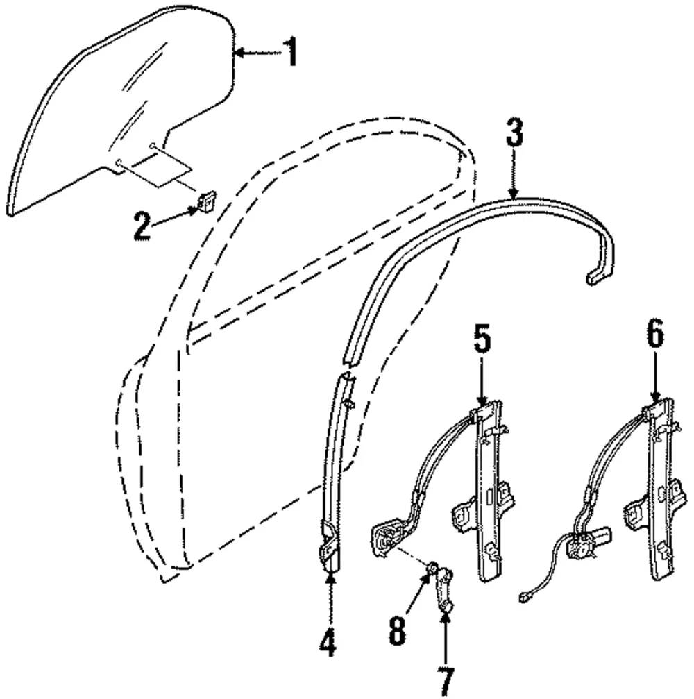 Window Regulator - Driver's Side (LH) - Kia (0K2A2-73560)