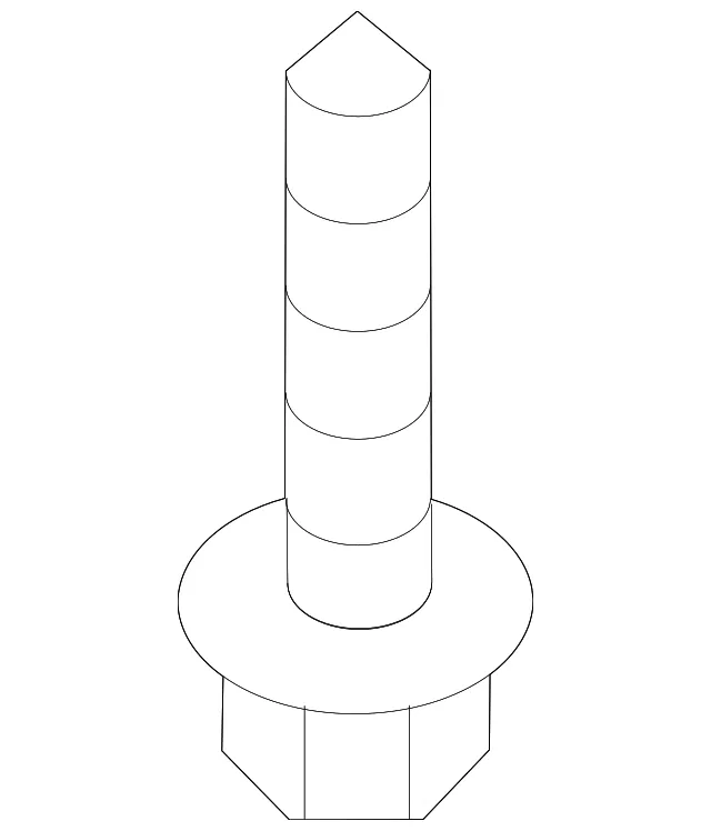 Upper Molding Screw - Kia (12492-04209B)