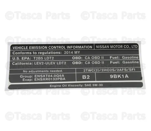Emission Label - Nissan (14805-9BK1A)