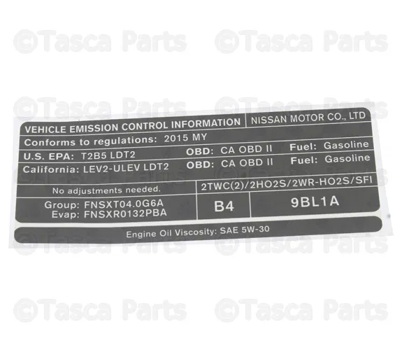 Emission Label - Nissan (14805-9BL1A)