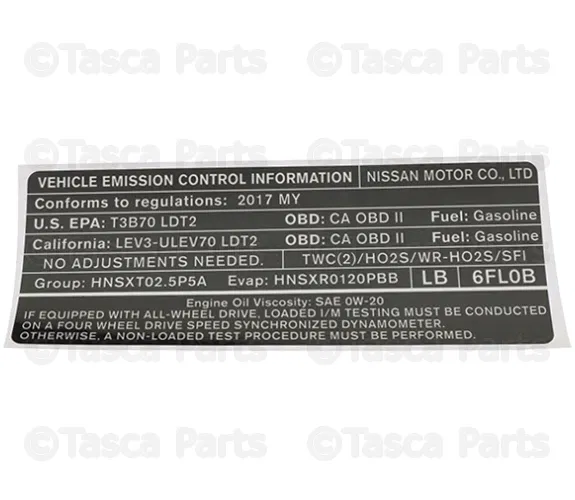 Emission Label - Nissan (148056FL0B)