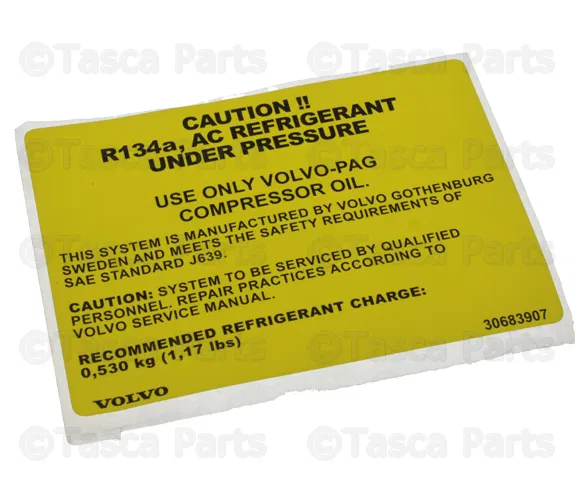 A/C System Information Label - Volvo (30683907)