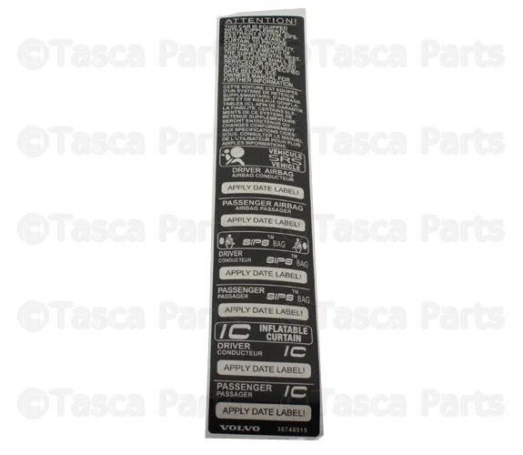 Air Bag Information Label - Volvo (30748915)