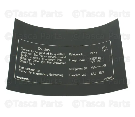 A/C System Information Label - Volvo (31202669)