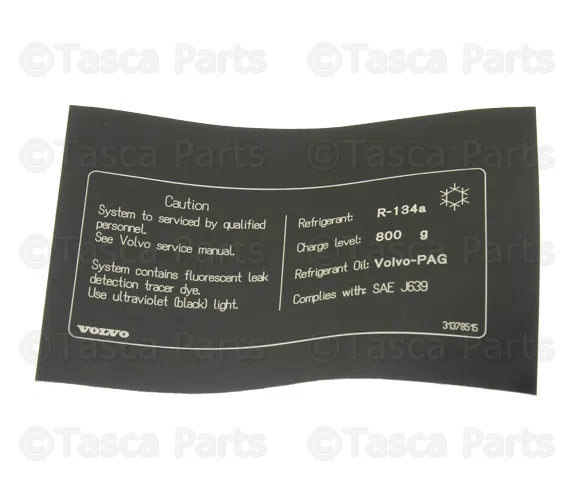 A/C System Information Label - Volvo (31378515)