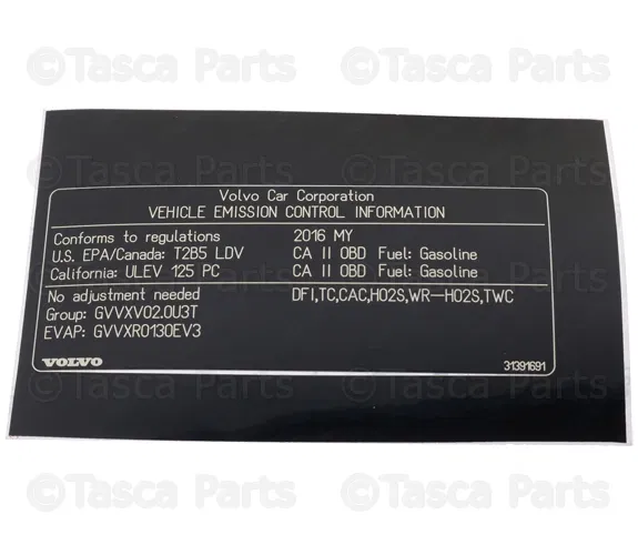 Emission Label - Volvo (31391691)