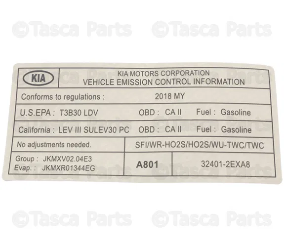 Emission Label - Kia (324012EXA8)