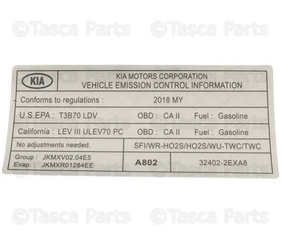 Emission Label - Kia (32402-2EXA8)