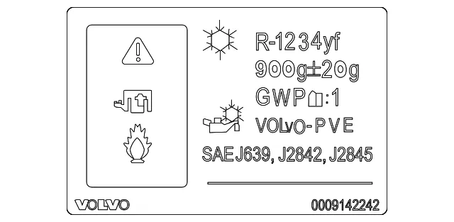 A/C System Information Label - Volvo (80016458)