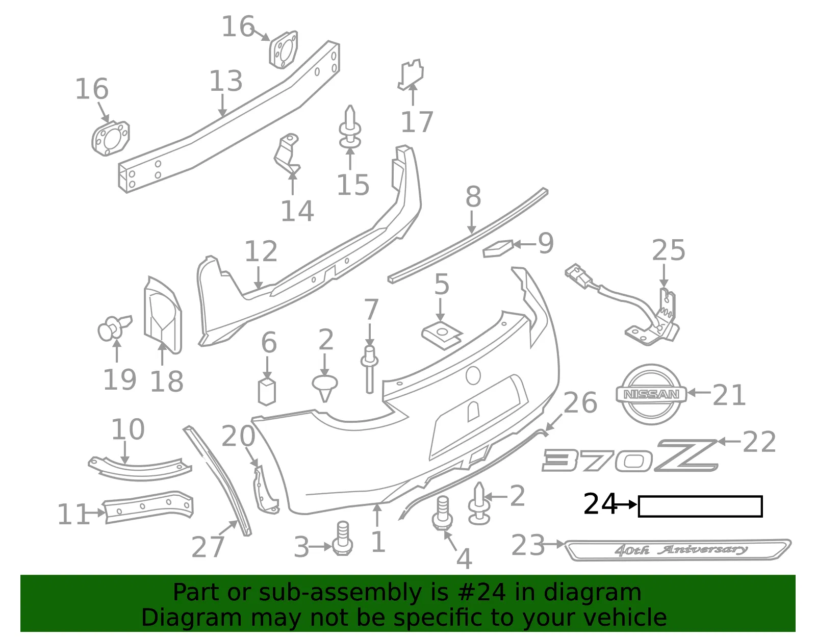 Bumper Cover Emblem - Nissan (84890-6GA0A)