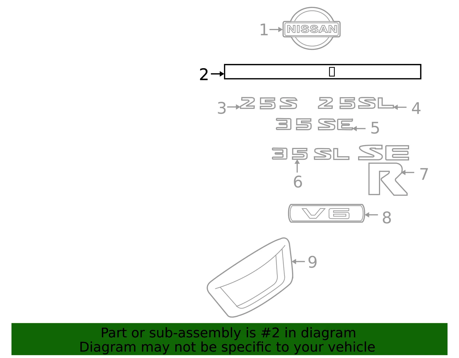 Deck Lid Emblem - Nissan (84894-8J000)