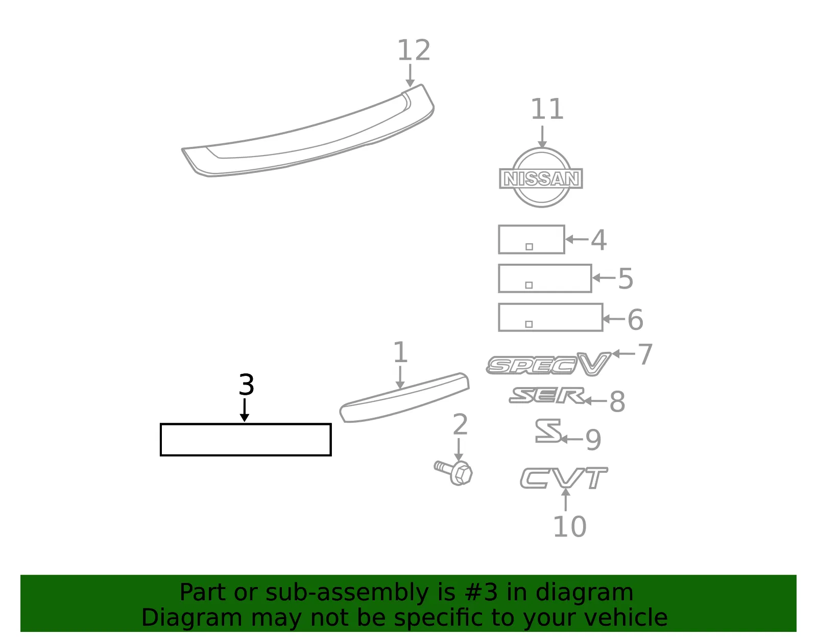 Deck Lid Emblem - Nissan (84896-ET00A)