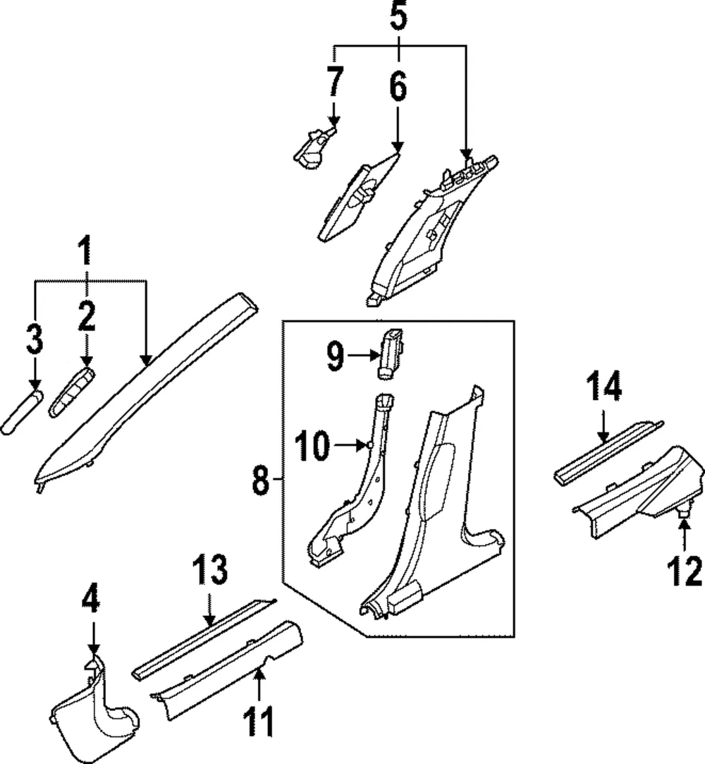 Lower Center Pillar Trim - Kia (85845-XG000WK)