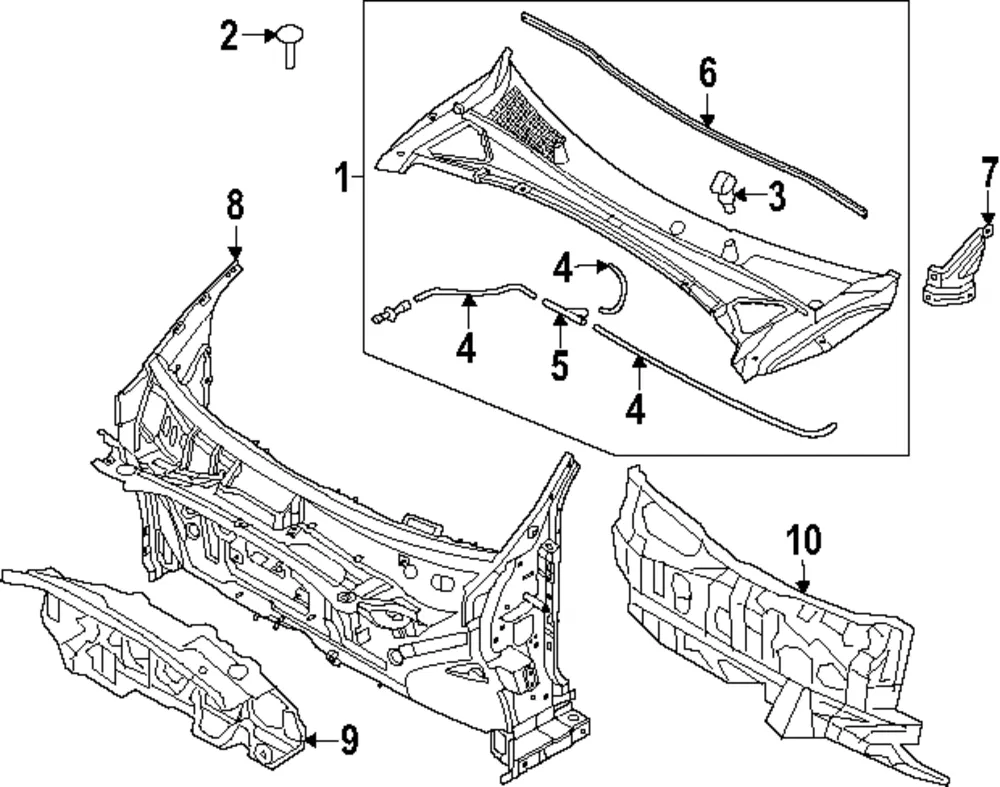Cowl Grille - Kia (86150-DO100)