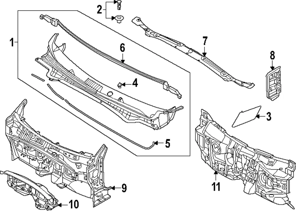 Cowl Grille Panel Seal - Kia (86430-GG000)