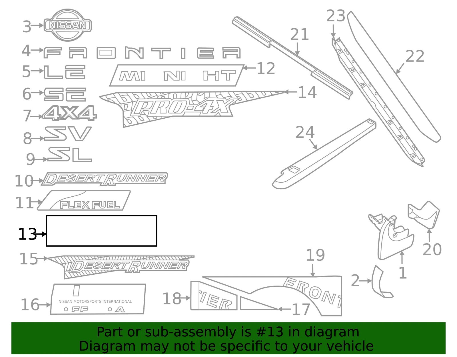 Decal - Passenger Side (RH) - Nissan (99098-ZL00B)