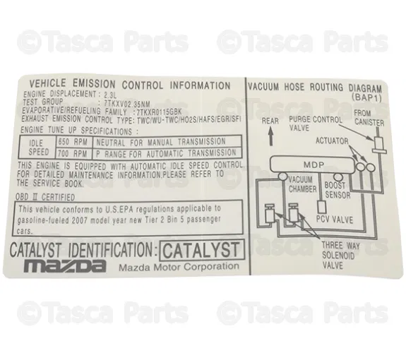 Emission Label - Mazda (BAP169036)