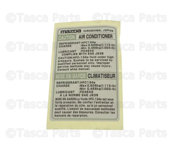 A/C System Information Label - Mazda (BBM4-61-439A)