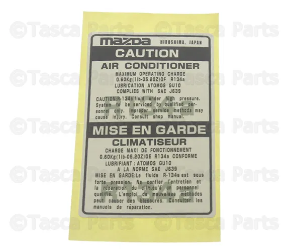 A/C System Information Label - Mazda (BJ0M-61-439)
