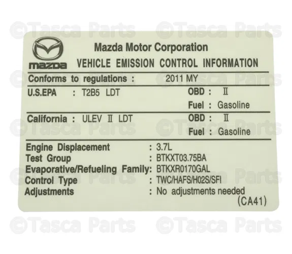 Emission Label - Mazda (CA41-69-036)
