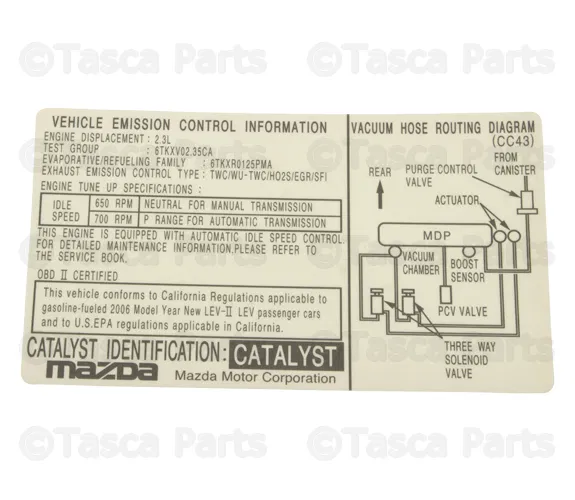 Emission Label - Mazda (CC43-69-036)
