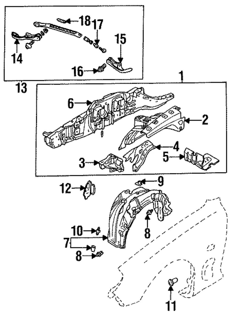 Apron Assembly - Passenger Side (RH) - Mazda (FD01-53-200A)