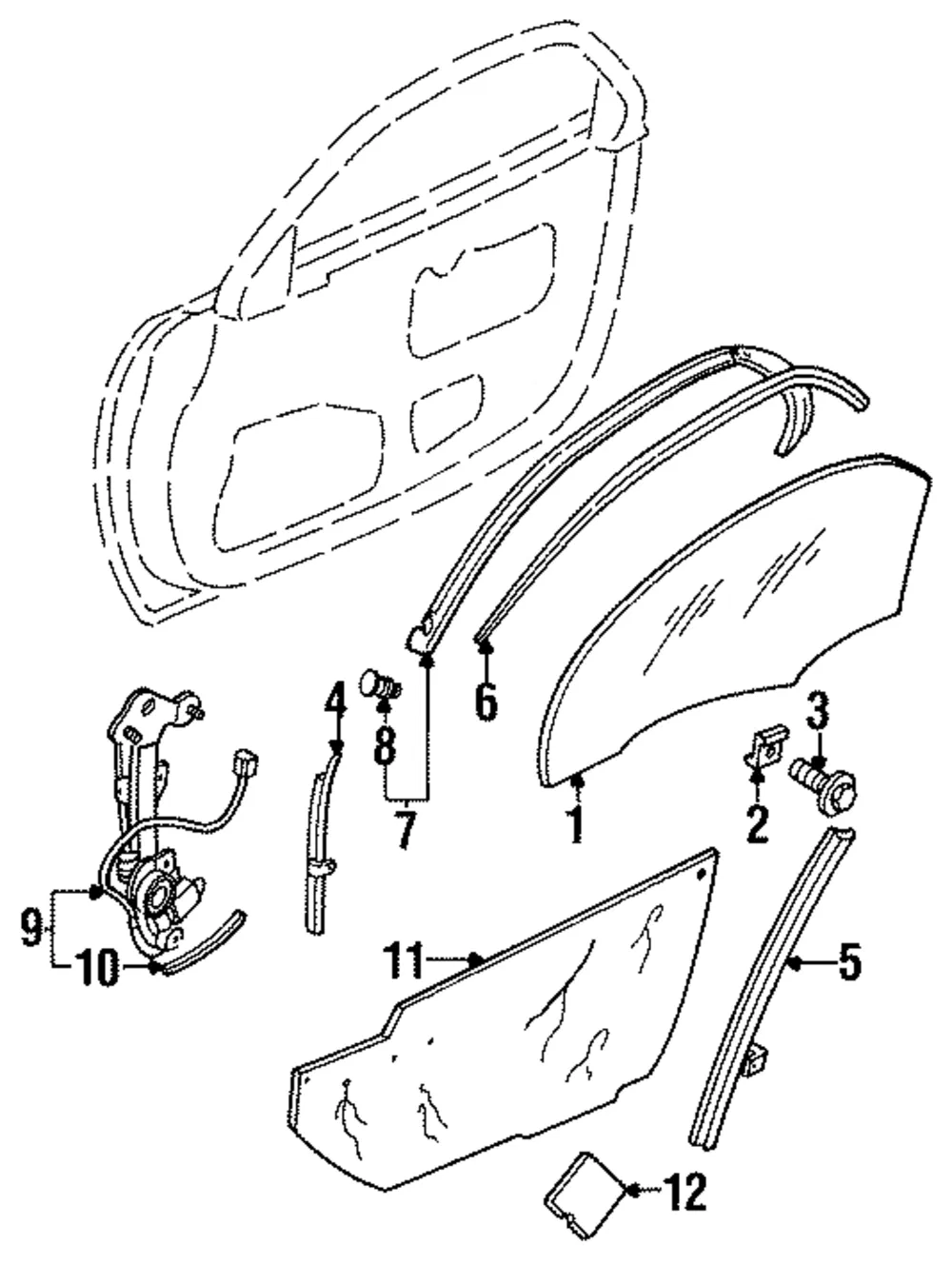 GUIDE A LT GLASS - Mazda (FD01-59-601B)