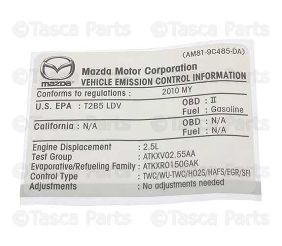 Emission Label - Mazda (GS3M-69-036B)