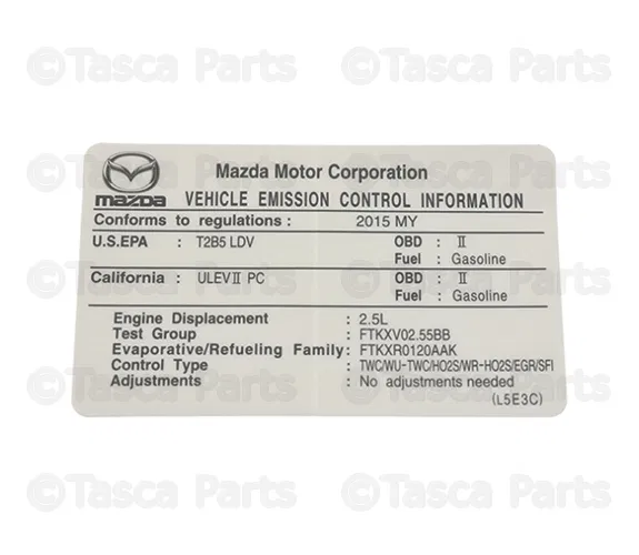 Emission Label - Mazda (L5E369036C)