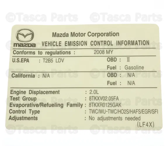 Emission Label - Mazda (LF4X-69-036)