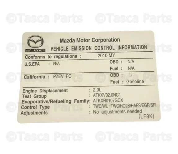 Emission Label - Mazda (LF8K-69-036)