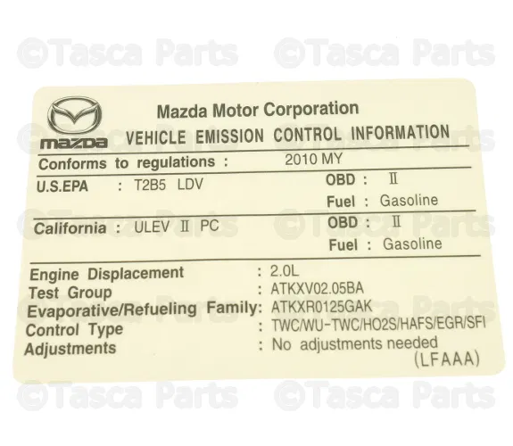 Emission Label - Mazda (LFAA-69-036A)