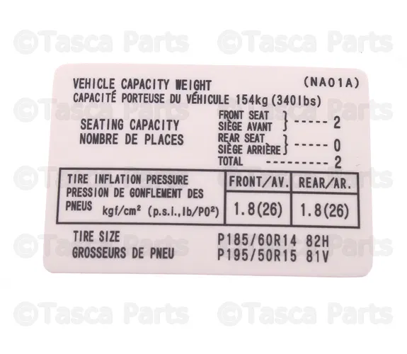 Info Label - Mazda (NA01-69-014A)