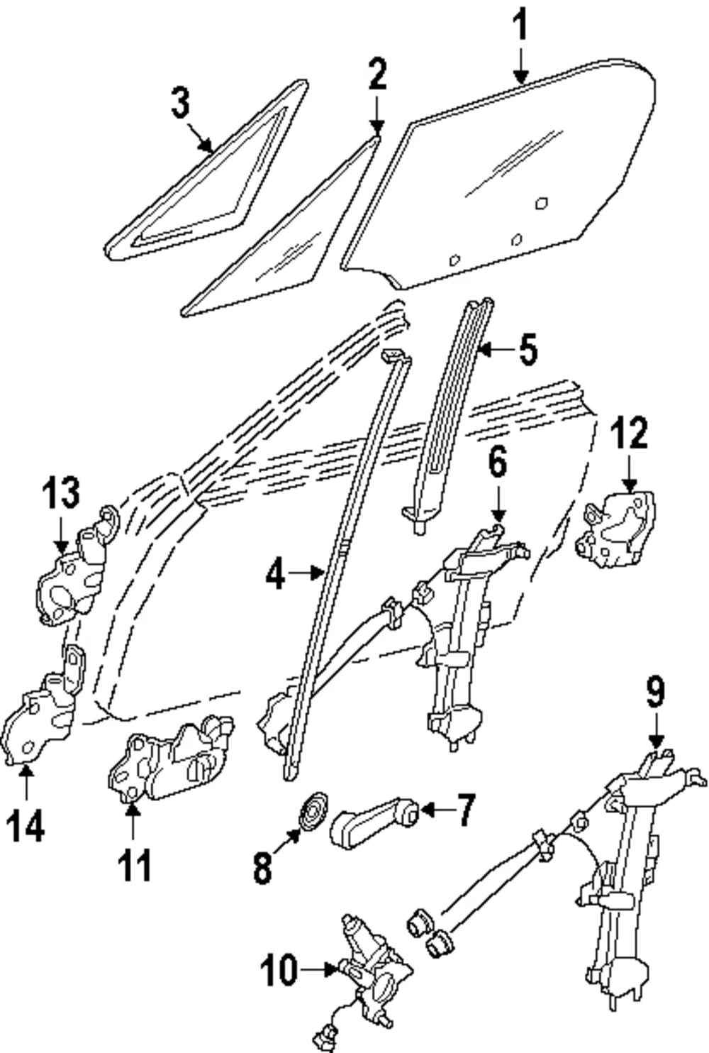Movable Glass - Passenger Side (RH) - Mazda (NB39-58-510)