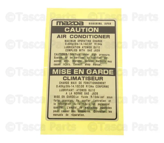 A/C System Information Label - Mazda (NC72-61-439)