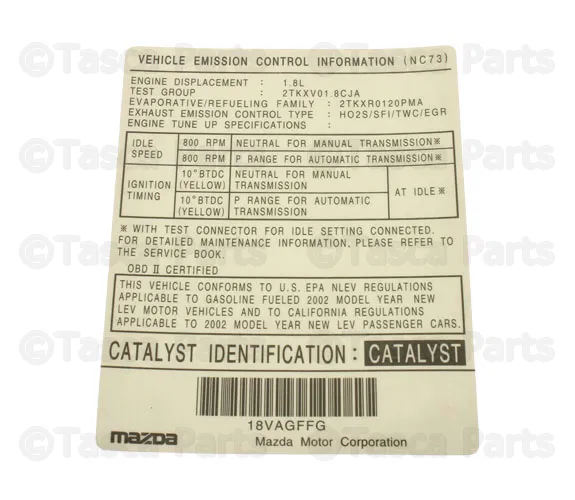 Emission Label - Mazda (NC73-69-036)