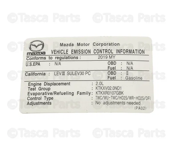 Label Emission - Mazda (PA02-69-036)