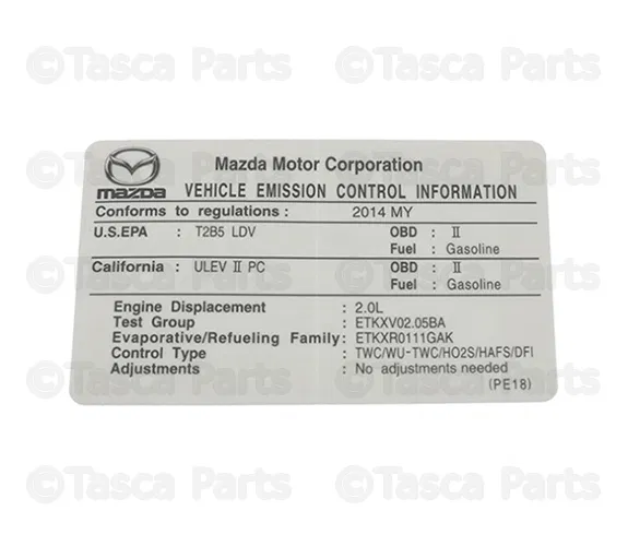 Emission Label - Mazda (PE18-69-036)