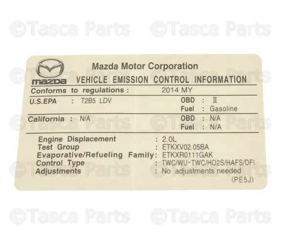 Emission Label - Mazda (PE5J-69-036)