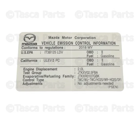 Emission Label - Mazda (PSEN69036)