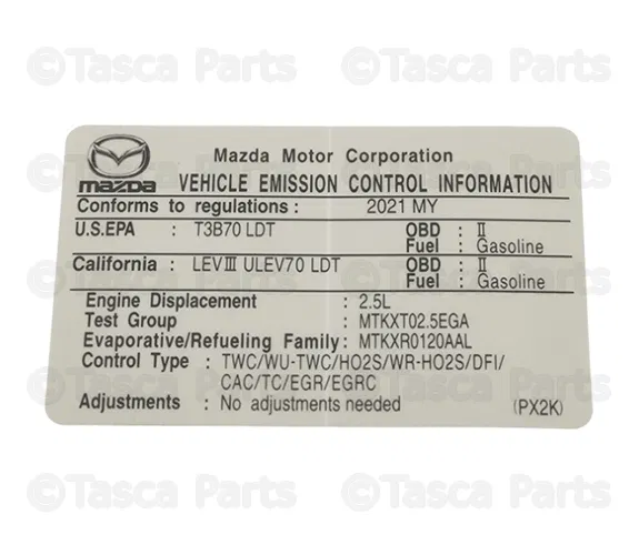 Emission Label - Mazda (PX2K-69-036)