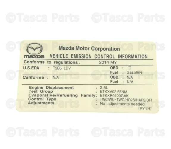 Emission Label - Mazda (PY1H-69-036)