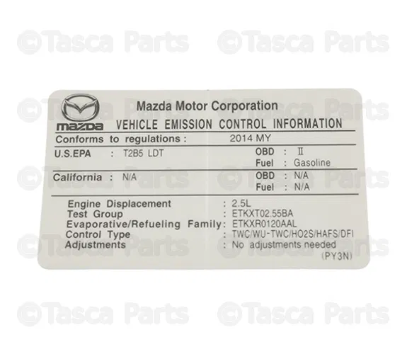Emission Label - Mazda (PY3N-69-036)