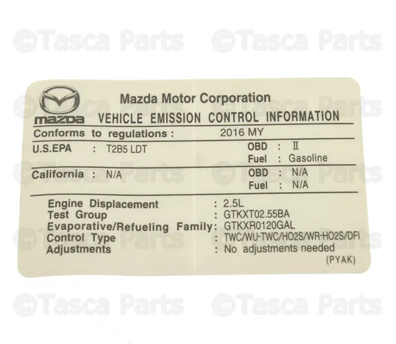 Emission Label - Mazda (PYAK-69-036)