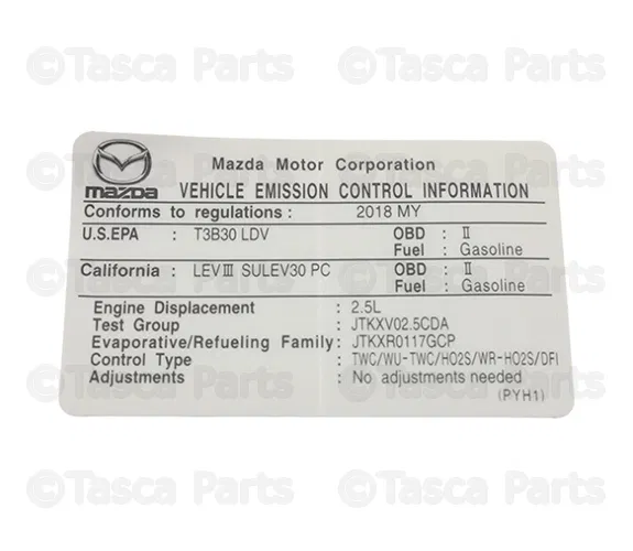 Emission Label - Mazda (PYH169036)
