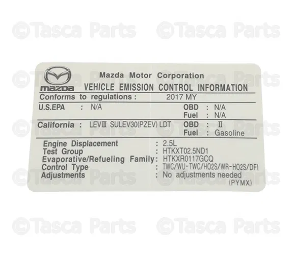 Emission Label - Mazda (PYMX69036)